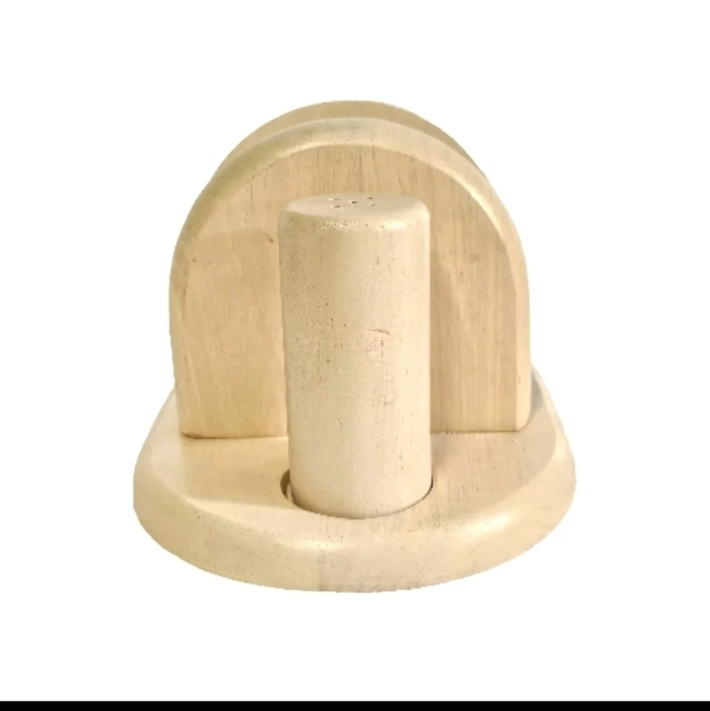 M Kamenstein Salt Pepper Shaker & Napkin Holder Wooden Kitchen Functional Accent
